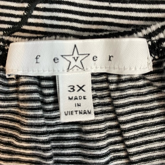 FEVER Women plus size 3X black white stripe embroidered 3/4 flare sleeve pullon - Picture 8 of 9